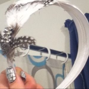Gorgeous handmade never worn feather/rhinestone