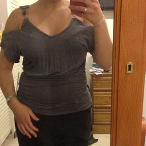 Beaded clubbing gray top- never worn!