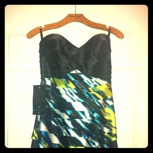 Bebe Dress... Black green and blue. Size Small