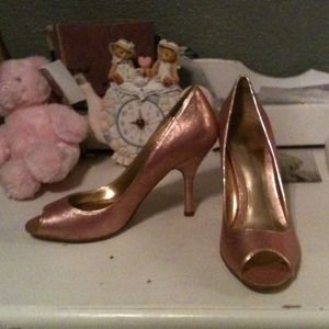 Pink with gold trim heels