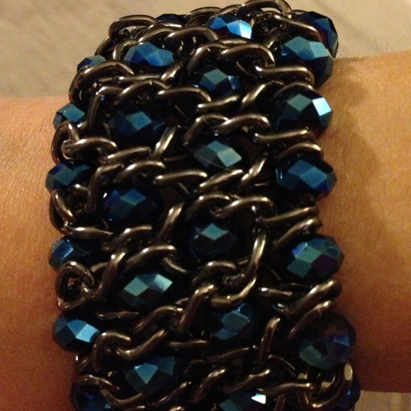 Wide teal bracelet - Picture 2 of 4