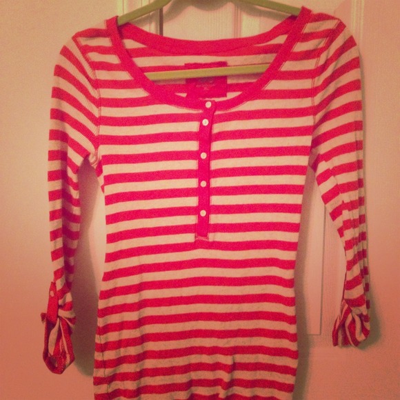 Never worn orange and tan striped shirt