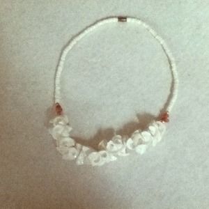 Shell Necklace w/ Rock and fake Gold Bead accents