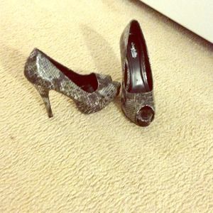 Peeptoe Faux Snakeskin heels