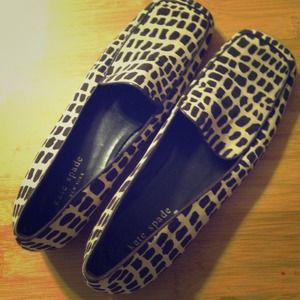 **@harlowe** Kate Spade giraffe print loafers.