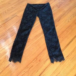 Theory black silk lace dress pant