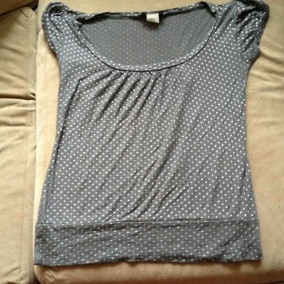 Gray and silver polka dot shirt