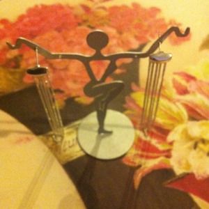 Silver plated earrings with stand