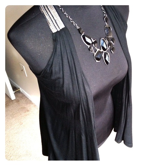Sequin Racerback Swing Vest - Black