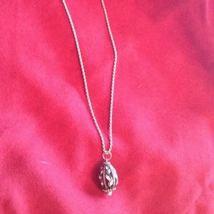 Sterling silver black egg pendant with chain