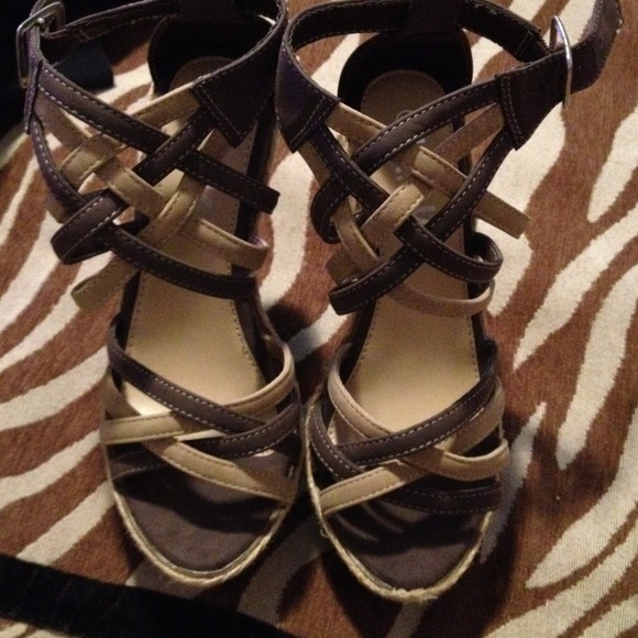 Brown/nude high heel sandals