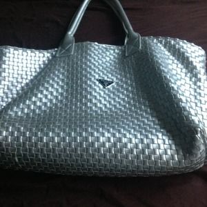Silver hand bag prada
