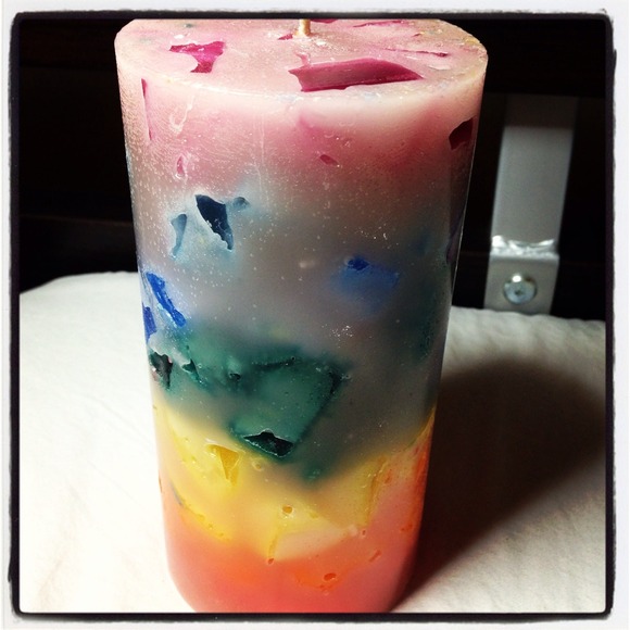 Multicolor handmade candle with orange scent 6 "3"