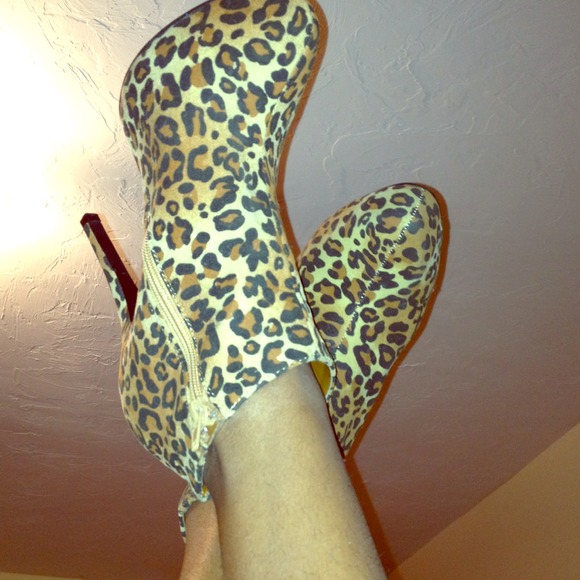 Leopard print booties