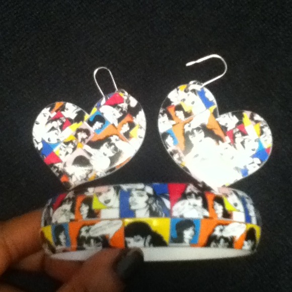 Comic earrings and matching bangle bracket