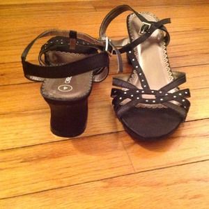 Cute Black sequined little heeled shoes