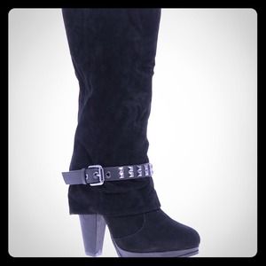 London Rebel black studded boots (asos)