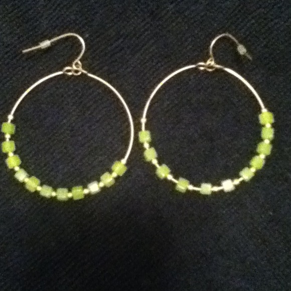 Gold and green earrings