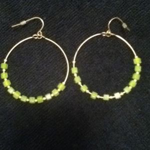 Gold and green earrings