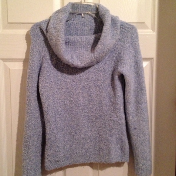 Baby Blue Boucle Cowl Neck Sweater