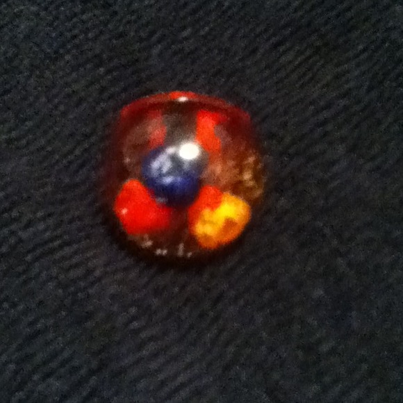Red gel ring with flowers inside