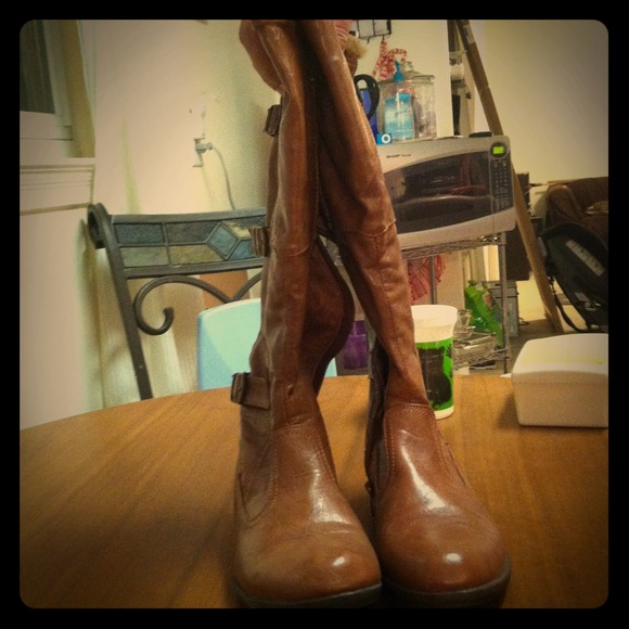 Faux fur riding boots