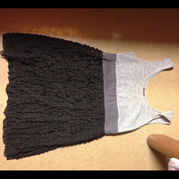 Black and grey ruffled dress