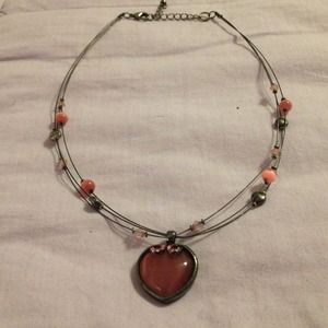 Pink heart necklace