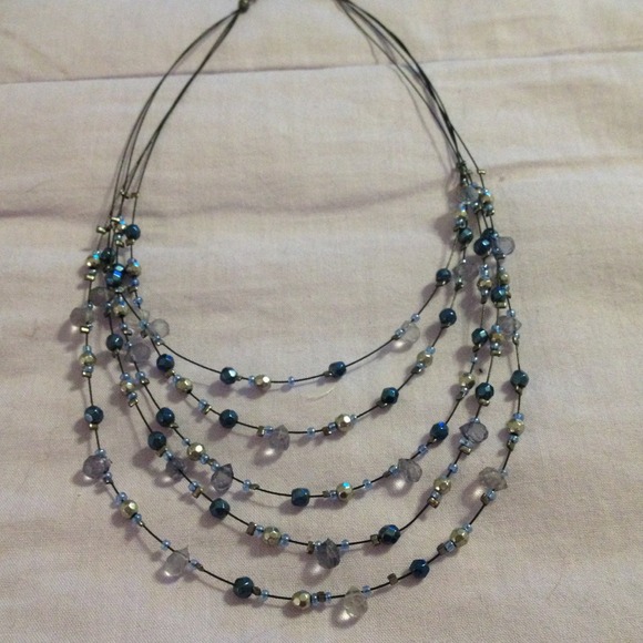 ●●SOLD●●Blue beaded necklace