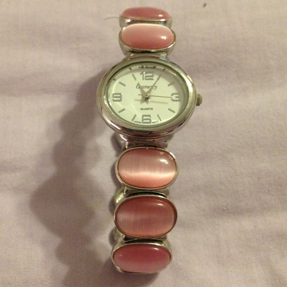 Pink and silvertone watch