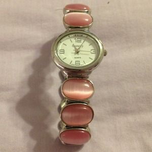 Pink and silvertone watch
