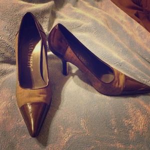Sam and Libby Brown and Plaid Heels, Size: 8.5