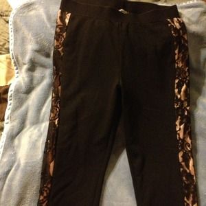 Ankle Length Tights with Lace Sides, Size: Large