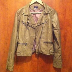 Faux leather jacket.