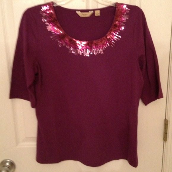 Purple ombré sequin shirt