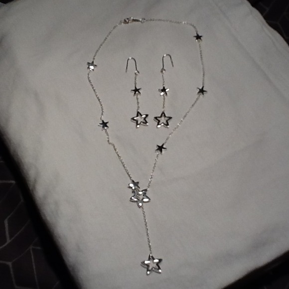 Silver Star Necklace and Earring Set