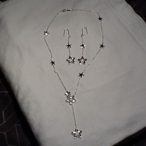 Silver Star Necklace and Earring Set