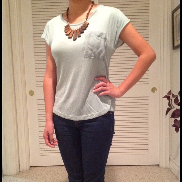 Mint green top with pocket and button detailing - Picture 1 of 4