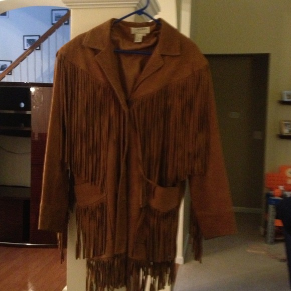 Suede fringe coat