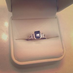 White gold sapphire and diamond ring