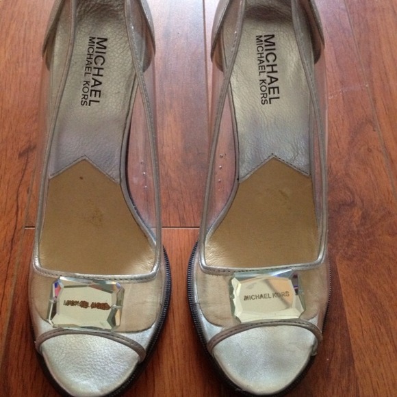 PRICE REDUCED!! Clear plastic and gray leather