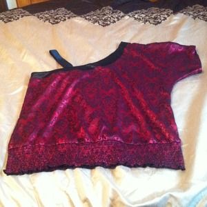 Plus size Red & Black one shoulder top