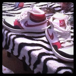 Red black and white sparkles nikes