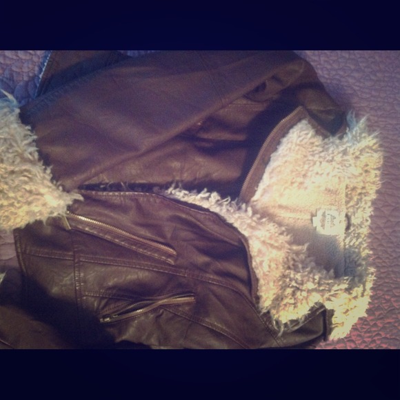 Faux leather fur jacket