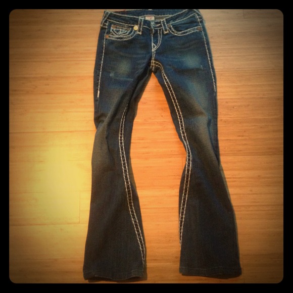 True Religion white stitched jeans