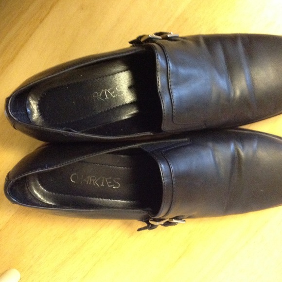 $10 SALE 8M black loafer double buckle