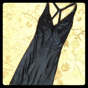 SALE!!! Black satin full length evening gown