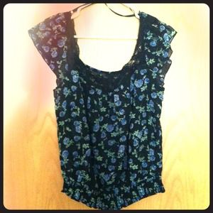 Sheer black floral top