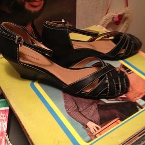 Black wedge heels never worn