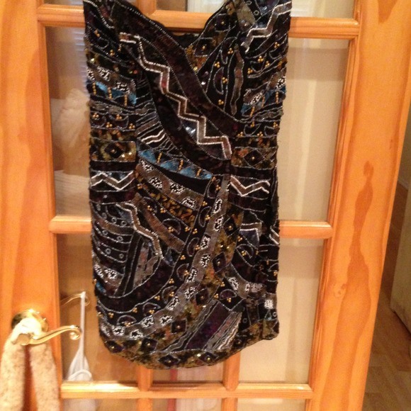 French Connection Carnival Sequin Strapless Dress